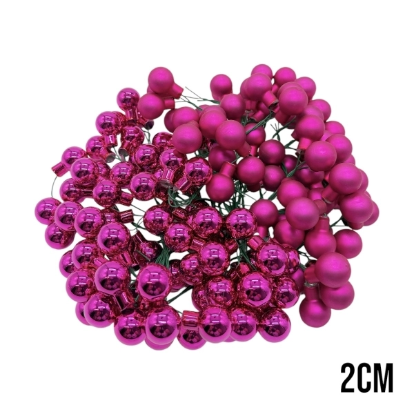 Set 144 Globuri Pe Sarma 2cm Fuchsia